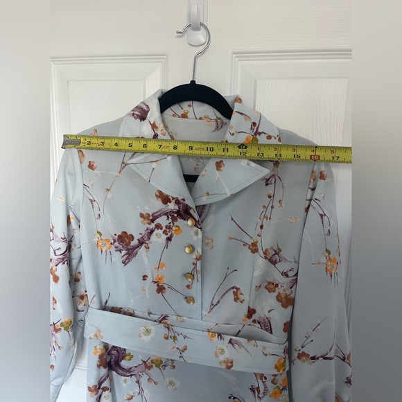 Vintage 1970s Blue Floral Midi Dress - Picture 7 of 13